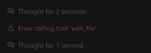 最近用 Cursor 遇到的问题 1 error calling tool edit file